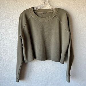 John Galt / Brandy Melville olive green waffle thermal cropped top